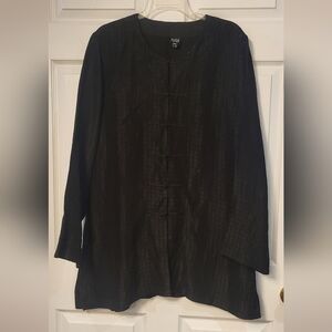 Eileen Fisher Silk/Linen Blend Mandarin Collar Jacket